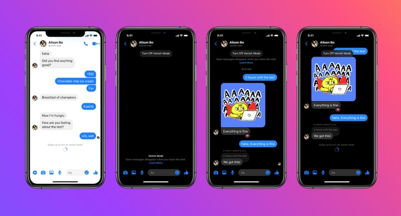 Så här ser Vanish Mode ut i messenger Så här ser Vanish Mode ut i messenger